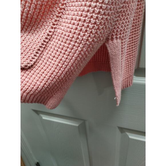 Vermont Country Store Size Medium Cotton Knit Pink Open Front Cozy Cardigan - Picture 4 of 5
